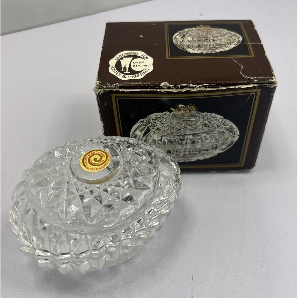 Crystal Vintage Lidded Egg Nachtmann Bleikristall W/Box W‎ Germany 3.5" Trinket